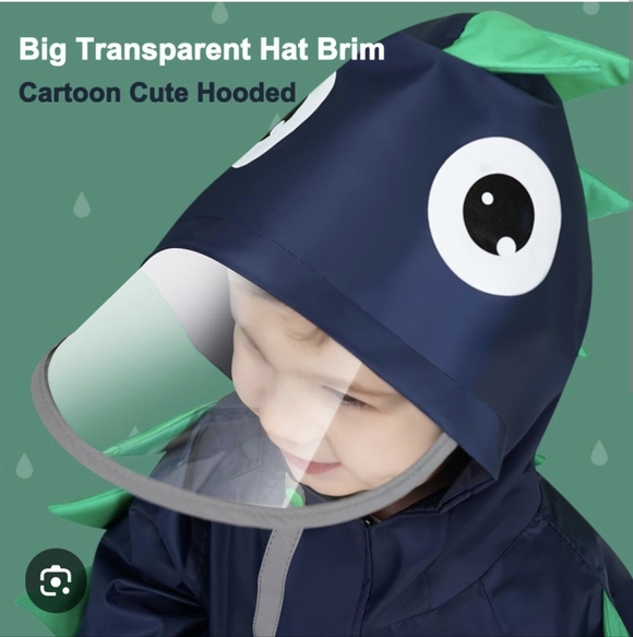 Navy Dinosaur Toddler Rain Suit for size small - Picture 3 of 11